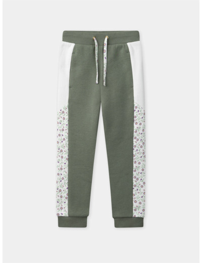 Jogging vert kaki et imprimé fleuri Fille