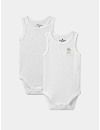 Lot de 2 bodies bébé garçon à bretelles en coton issu de l'agriculture biologique