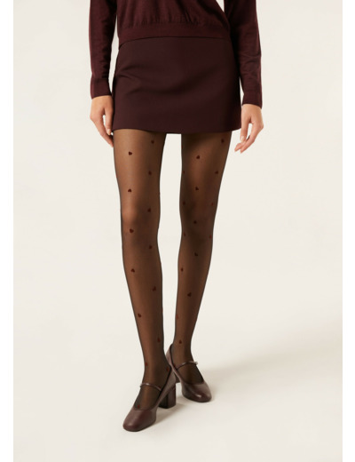 Collant Voile Cœurs Floqués Allover