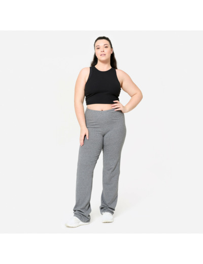 Legging de fitness évasé en coton femme, gris