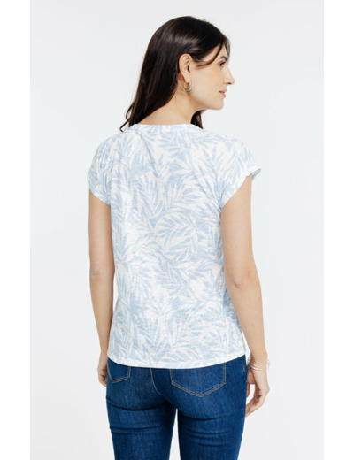 Tee-shirt imprimé col mao