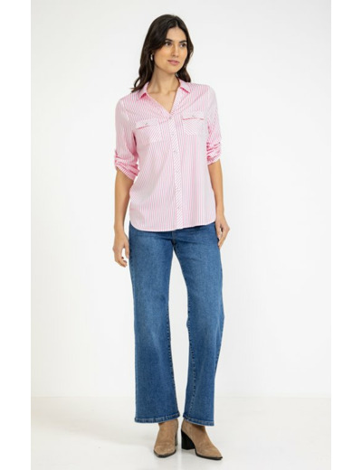 Chemise rayée rose