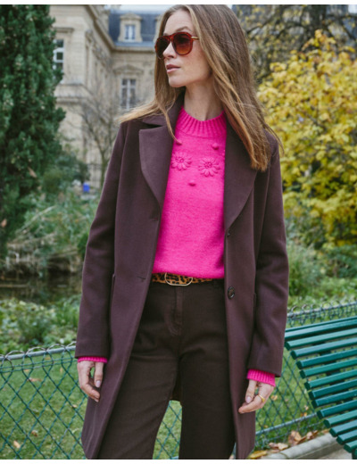 Manteau uni MARRON Femme
