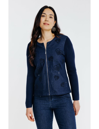 Cardigan bi-matière