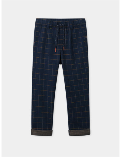 Pantalon bleu foncé à carreaux Garçon