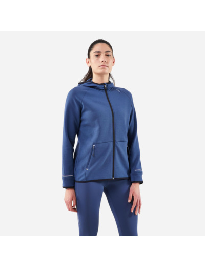 Veste chaude de running Femme, KIPRUN Run 500 Warm Bleu abysse