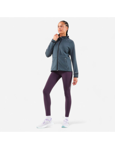 Legging chaud de running Femme, KIPRUN Run 500 Warm Aubergine