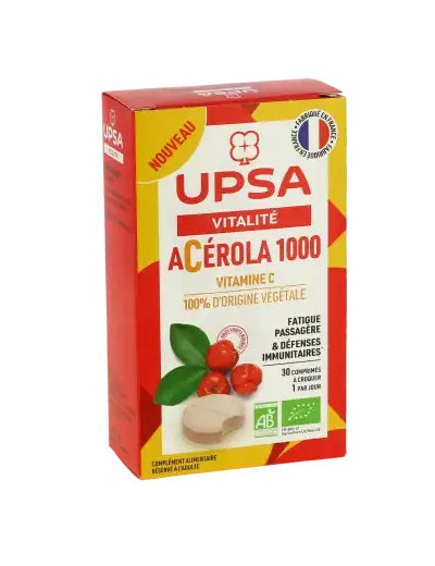 Upsa Acérola 1000 Comprimés à Croquer Bio Boîte De 30