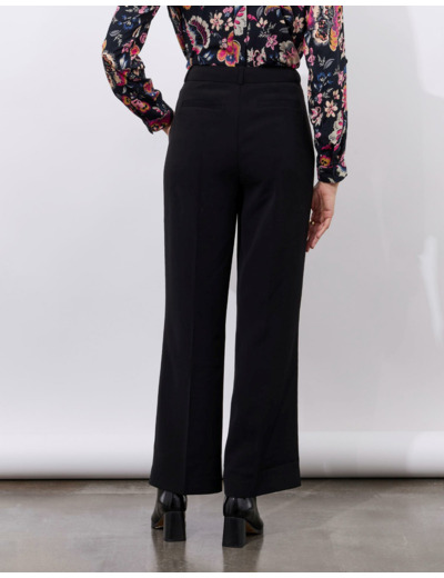 Pantalon long large uni NOIR Femme