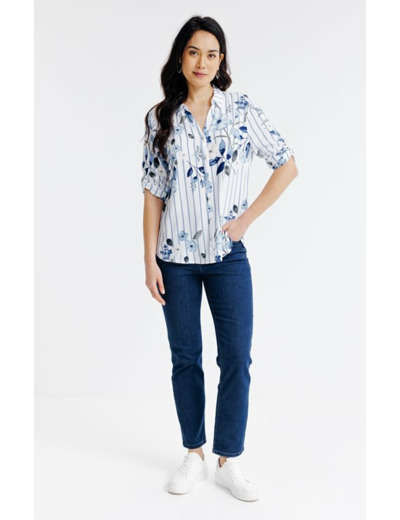 Chemise rayée imprimé fleuri