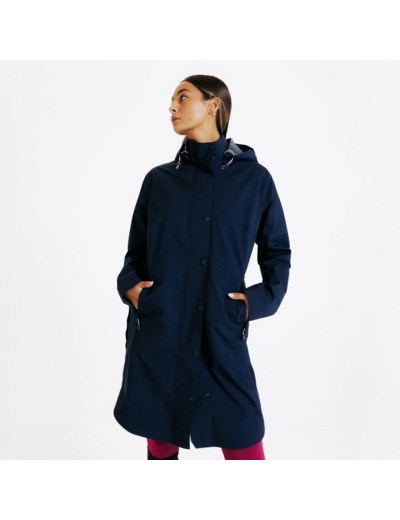 Veste équitation longue imperméable - marine