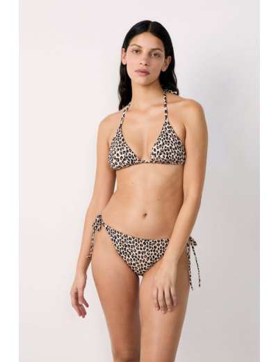 Triangle haut de maillot imprimé léopard