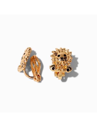 Clous d'oreilles à clip lion couleur dorée