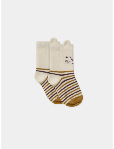 Chaussettes rayées avec visage de lion