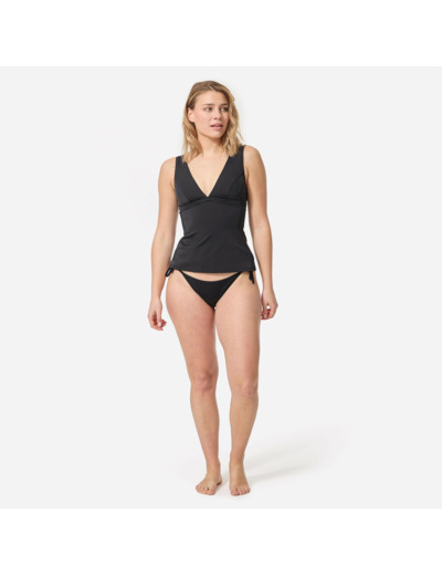 Haut de maillot de bain TANKINI MARINE UNI NOIR décolleté V et coques amovibles