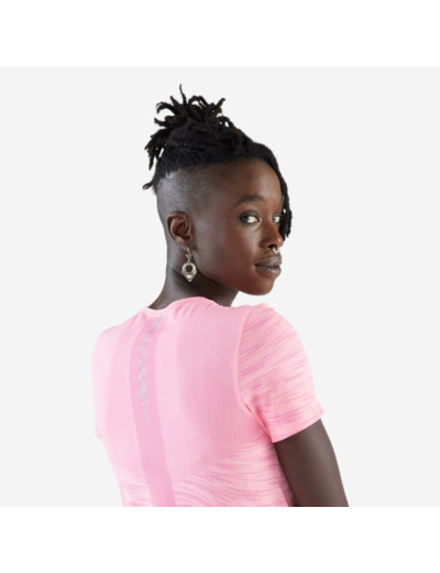 T-shirt running & trail sans couture femme - kiprun run 500 confort rose