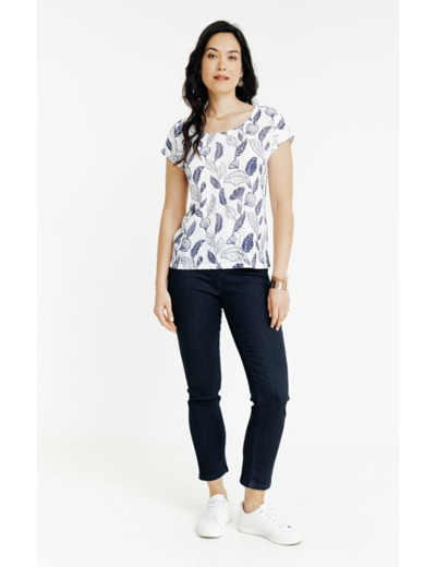 Tee-shirt imprimé brodé col rond