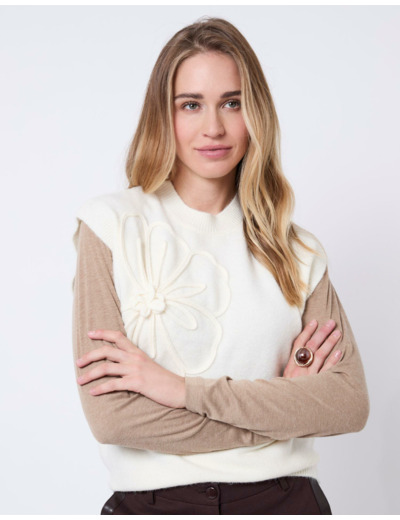 Pull fin uni ECRU Femme