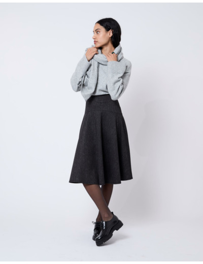 Jupe midi faux uni ANTHRACITE