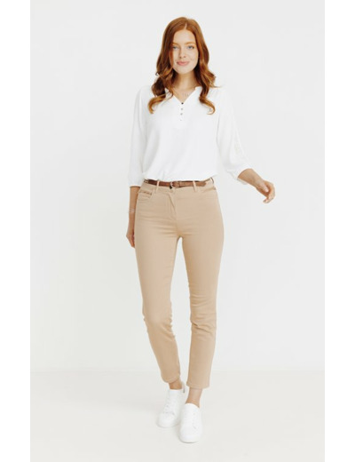 Pantacourt satin stretch avec broderie