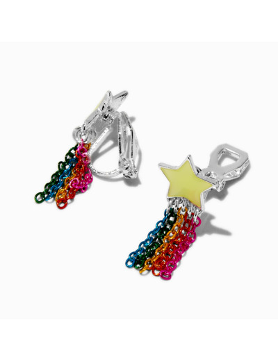 Clous d'oreilles à clip étoiles filantes qui brillent dans le noir