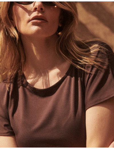 Robe longue unie MARRON