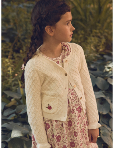 Cardigan blanc en maille Fille