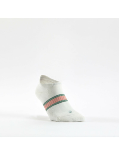 Chaussettes de sport basses Decathlon RS 500 motifs rose, blanc, vert.