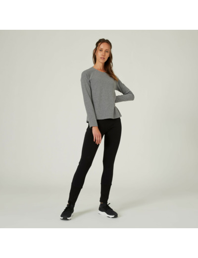 T-shirt Manches Longues Fitness femme - 500 Gris