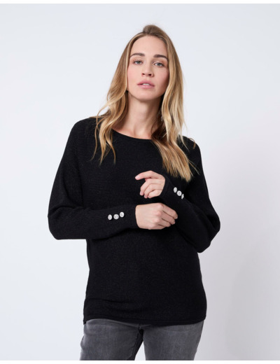 Pull fin uni NOIR Femme