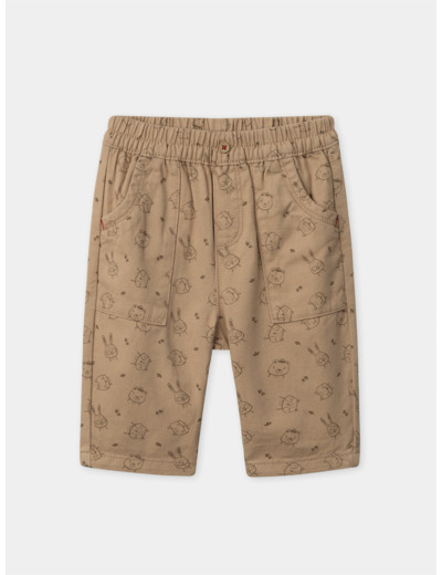 Pantalon marron clair imprimé animaux Bébé Garçon