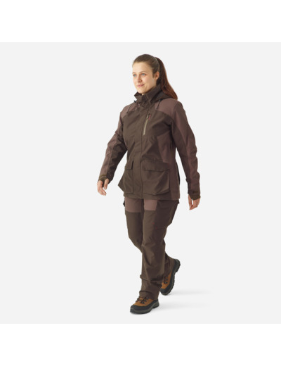 VESTE FEMME IMPERMÉABLE RESISTANTE 500 MARRON