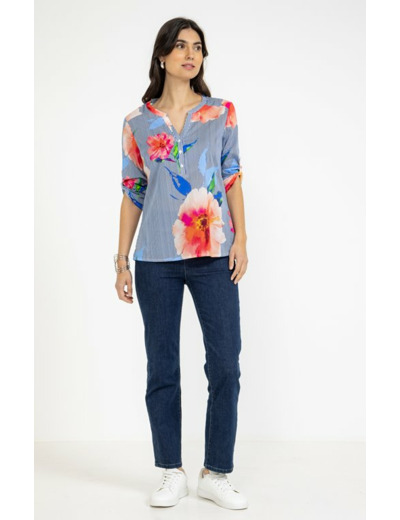 Tunique rayée imprimé fleur