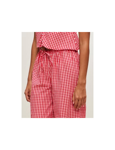 Pantalon en popeline de coton à motif vichy