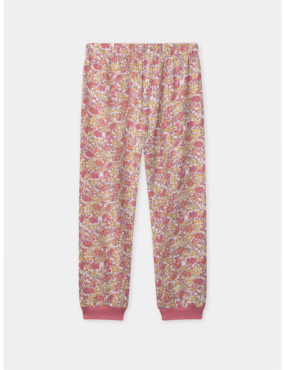 Pyjama à rayures tricolore imprimé fleuri Fille