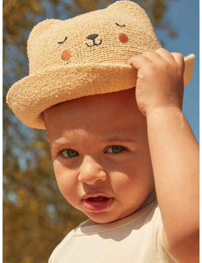 Chapeau naturel chiné en tricot de jersey