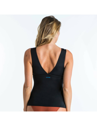 Haut de maillot de bain TANKINI MARINE UNI NOIR décolleté V et coques amovibles