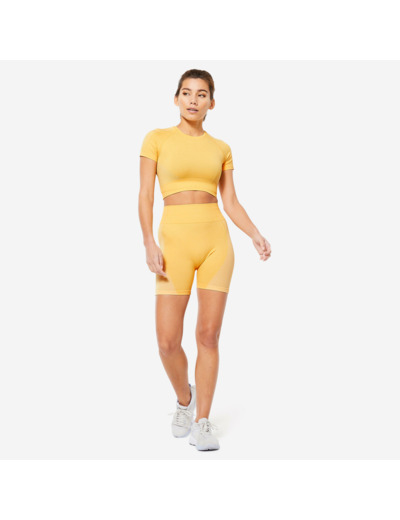 Short de fitness seamless et taille haute, jaune