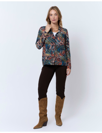 Chemisier manches longues imprimé MARINE Femme