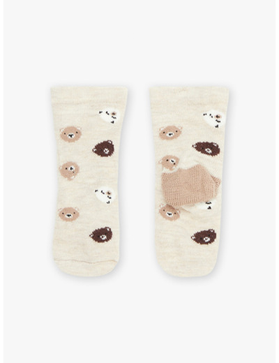 Chaussettes beiges à imprimé oursons
