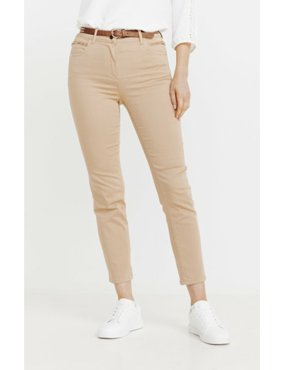 Pantacourt satin stretch avec broderie