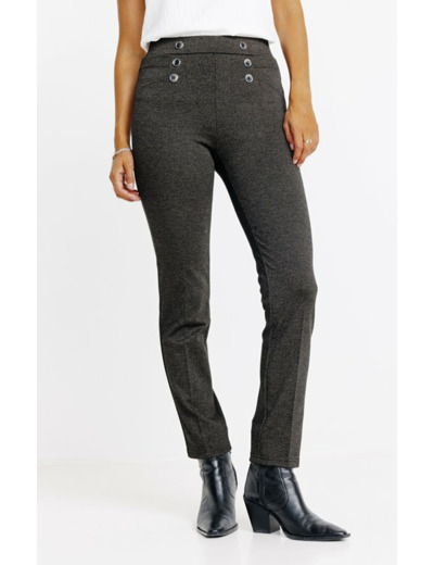 Tregging en maille aspect chiné bouton