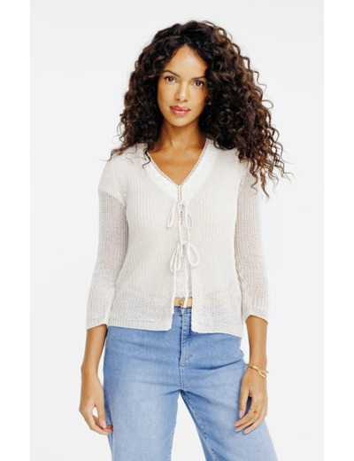 Cardigan uni manches 3/4