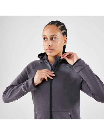 Veste chaude de running Femme - KIPRUN Run 500 Warm Gris charbon