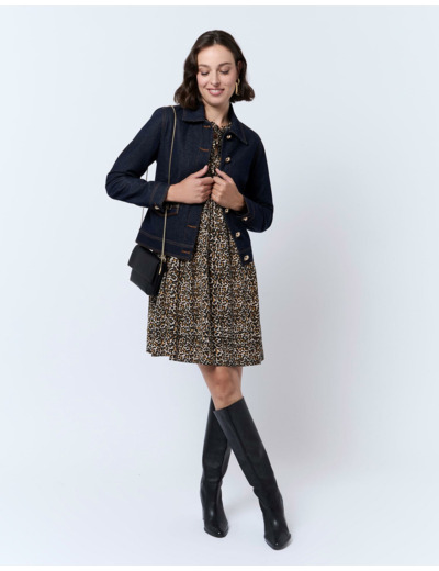 Robe courte imprimé léopard MARRON