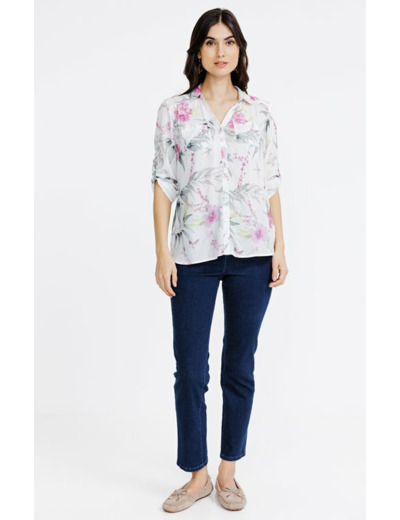 Chemise imprimé fleur et papillon