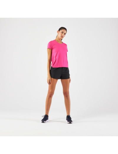 T-shirt de Running respirant Femme - KIPRUN Run 100 rose fuchsia