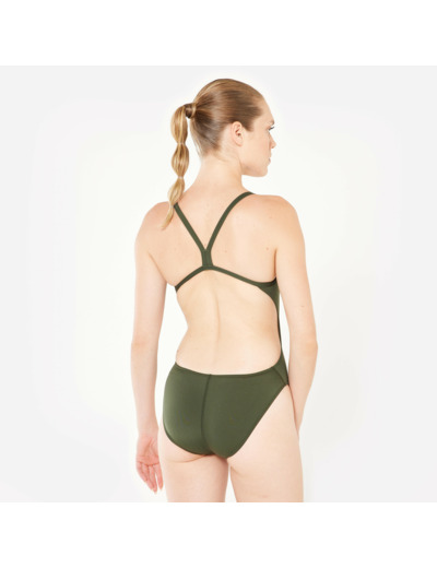 Maillot 1 pièce ultra résistant au chlore natation - Arena solid water Kaki