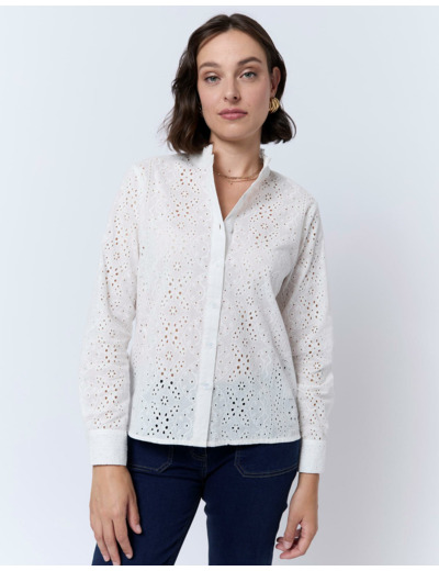 Blouse manches longues unie BLANC Femme