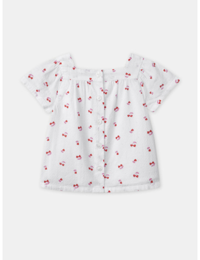 Blouse manches courtes cerises coeurs